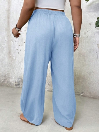 Freevana Plus Size Casual Elastic Waist Pocketed Tapered Leg Pants - Image 44