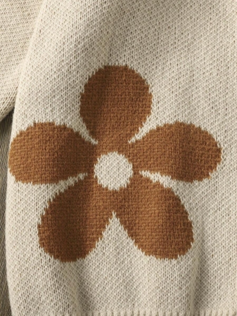 Plus Size Women Floral Jacquard Knit Cardigan, Versatile Long Sleeve, Suitable For Autumn/Winter - Image 6