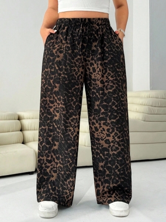 SHEIN EZwear 2pcs/Set Plus Size Women Pants, White & Black, Wide Leg Pants, Summer Pants - Image 47