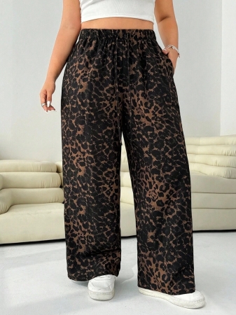 SHEIN EZwear 2pcs/Set Plus Size Women Pants, White & Black, Wide Leg Pants, Summer Pants - Image 49