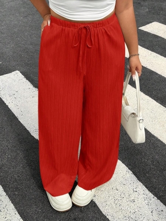 SHEIN EZwear 2pcs/Set Plus Size Women Pants, White & Black, Wide Leg Pants, Summer Pants - Image 60