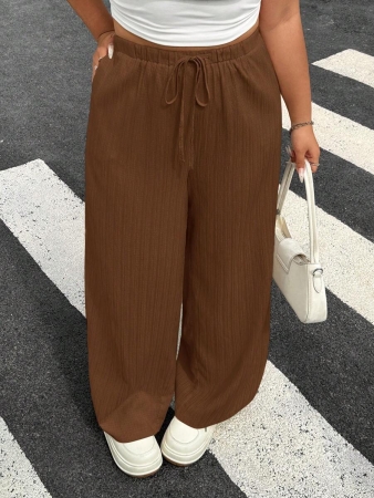 SHEIN EZwear 2pcs/Set Plus Size Women Pants, White & Black, Wide Leg Pants, Summer Pants - Image 82