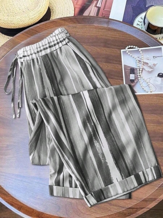 Linhara Plus Size Women Vintage Striped Print Wide Leg Pants, Relaxed Fit, Lightweight For Spring/Summer Fall Cloth For Women - Image 15