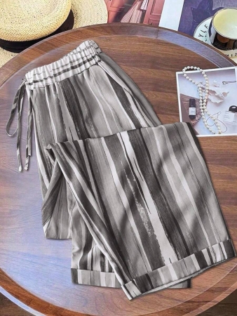 Linhara Plus Size Women Vintage Striped Print Wide Leg Pants, Relaxed Fit, Lightweight For Spring/Summer Fall Cloth For Women - Image 22