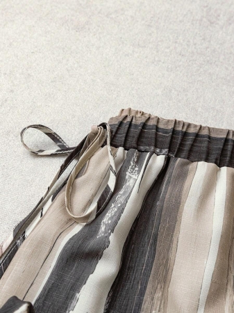 Linhara Plus Size Women Vintage Striped Print Wide Leg Pants, Relaxed Fit, Lightweight For Spring/Summer Fall Cloth For Women - Image 31