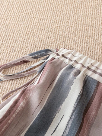 Linhara Plus Size Women Vintage Striped Print Wide Leg Pants, Relaxed Fit, Lightweight For Spring/Summer Fall Cloth For Women - Image 38