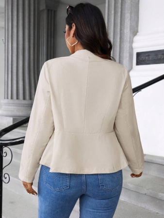 Easura Plus Size Casual Solid Color Utility Jacket, Autumn Fall Winter Cloth For Women - Image 3