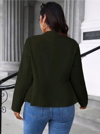 Easura Plus Size Casual Solid Color Utility Jacket, Autumn Fall Winter Cloth For Women - Image 12