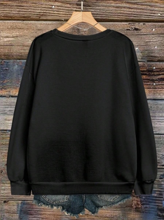 SHEIN LUNE Plus Size Women's Merry & Bright Christmas Trees Print Sweatshirt Pullover Fall Outfit - Image 3