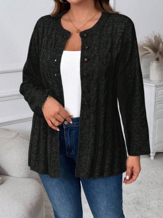 Plus Size Women Cable Flower Pattern Long Sleeve Single-Breasted Casual Cardigan Winter Fall Autumn - Image 68