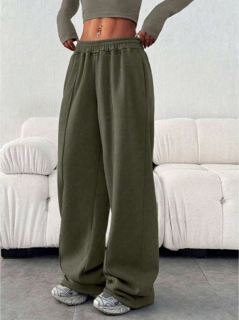 Plus Women's Solid Color Casual Loose With Pocket Solid Color Pants - Image 5