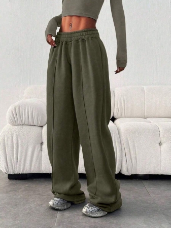 Plus Women's Solid Color Casual Loose With Pocket Solid Color Pants - Image 6
