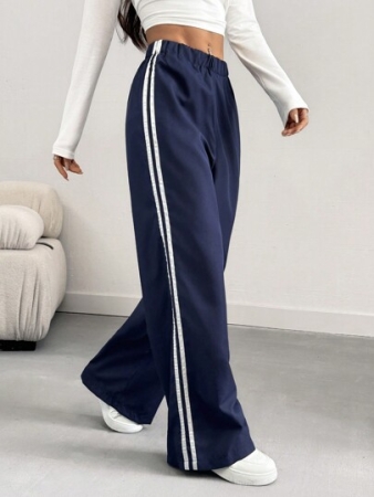 INAWLY Women Plus Size Casual Pants With Contrast Color Side Stripes Fall Cloth For Women