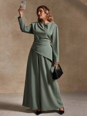 Elegantrix Plus Size Asymmetric Hem Elegant Casual Outfit