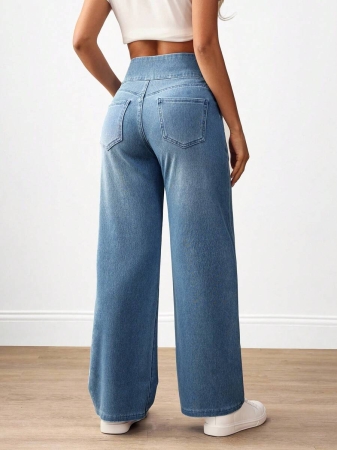 Flexra Plus Size Women Casual Commuter Versatile High Waist Comfortable Belted Slant Pocket Straight Leg Jeans - Image 21