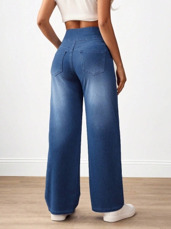 Flexra Plus Size Women Casual Commuter Versatile High Waist Comfortable Belted Slant Pocket Straight Leg Jeans - Image 33