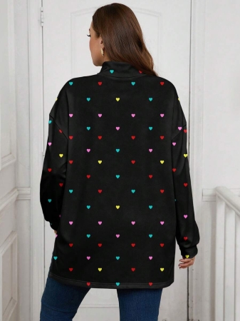 EMERY ROSE Thanksgiving Merlot Color Striped Print Casual Minimalist Plus Size Women Turtleneck Long T-Shirt, Autumn/Winter - Image 25