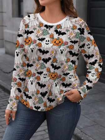 EMERY ROSE Plus Size Minimalist Colorblock Striped Print Long Sleeve T-Shirt - Image 65