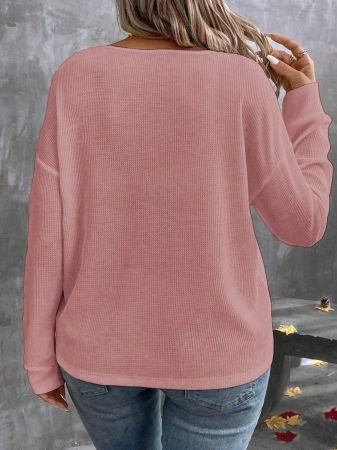 EMERY ROSE New Fashion Casual V-Neck Long Sleeve T-Shirt For Plus Size Women Fall Cloth For Women - Image 19