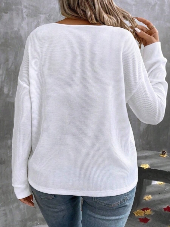 EMERY ROSE New Fashion Casual V-Neck Long Sleeve T-Shirt For Plus Size Women Fall Cloth For Women - Image 23