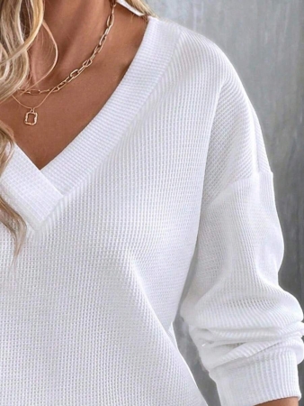 EMERY ROSE New Fashion Casual V-Neck Long Sleeve T-Shirt For Plus Size Women Fall Cloth For Women - Image 24