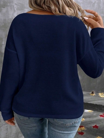 EMERY ROSE New Fashion Casual V-Neck Long Sleeve T-Shirt For Plus Size Women Fall Cloth For Women - Image 34