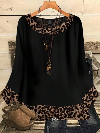 EMERY ROSE Plus Size Women's Casual Romantic Plaid Pattern Colorblock Print Round Neck Loose 3/4 Sleeve Shirt, Black Fall Tops Women Womens Casual Tops Casual Blouses For Women Business Casual Woman Top Quarter Sleeve Tops - Image 53