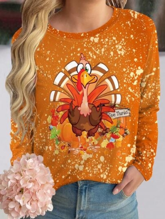 SHEIN LUNE Plus Size Creative Halloween Pumpkin & Cartoon Animal Print Casual Long Sleeve T-Shirt Fall Cloth For Women