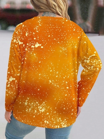 SHEIN LUNE Plus Size Creative Halloween Pumpkin & Cartoon Animal Print Casual Long Sleeve T-Shirt Fall Cloth For Women - Image 3