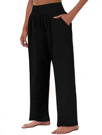 3pcs Plus Size Women Set, Knitted Wide Leg Pants In Pink, Gray & Black, Casual Outfits With Pockets, Autumn/Winter Fall Cloth For Women - Image 4