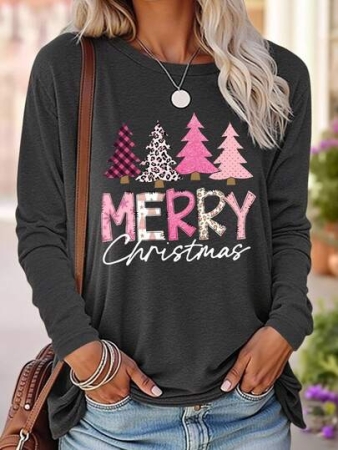 DrmWander Christmas Plus Size Vacation Vibe T-Shirt, Plus Size Casual Streetwear Top, Graphic Long Sleeve T-Shirt, Cute Autumn/Winter Pullover