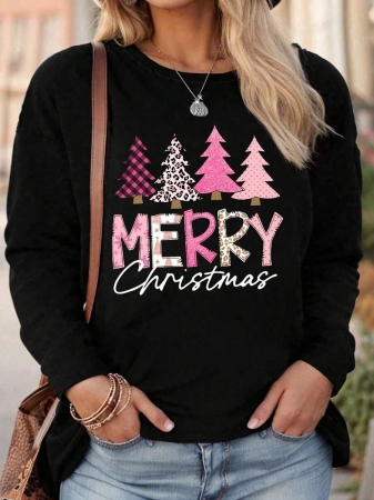 DrmWander Christmas Plus Size Vacation Vibe T-Shirt, Plus Size Casual Streetwear Top, Graphic Long Sleeve T-Shirt, Cute Autumn/Winter Pullover - Image 13