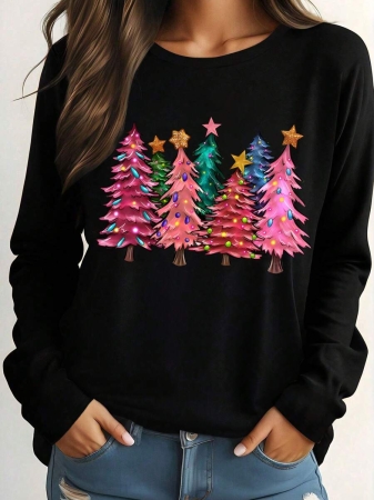 DrmWander Christmas Plus Size Vacation Vibe T-Shirt, Plus Size Casual Streetwear Top, Graphic Long Sleeve T-Shirt, Cute Autumn/Winter Pullover - Image 20