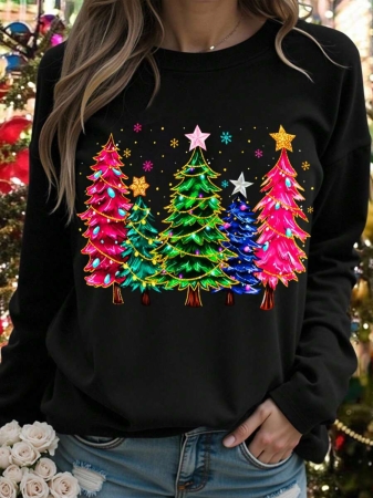 DrmWander Christmas Plus Size Vacation Vibe T-Shirt, Plus Size Casual Streetwear Top, Graphic Long Sleeve T-Shirt, Cute Autumn/Winter Pullover - Image 28