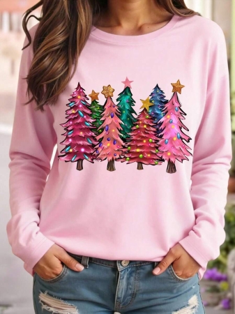 DrmWander Christmas Plus Size Vacation Vibe T-Shirt, Plus Size Casual Streetwear Top, Graphic Long Sleeve T-Shirt, Cute Autumn/Winter Pullover - Image 33