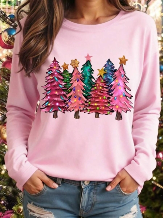 DrmWander Christmas Plus Size Vacation Vibe T-Shirt, Plus Size Casual Streetwear Top, Graphic Long Sleeve T-Shirt, Cute Autumn/Winter Pullover - Image 35