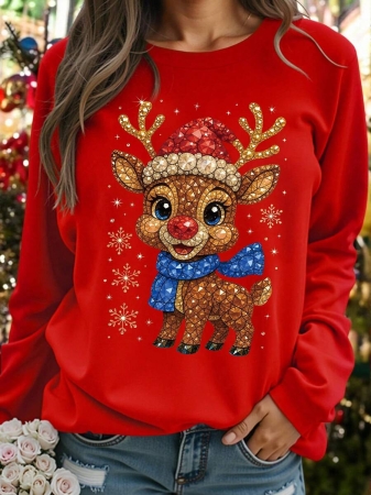 DrmWander Christmas Plus Size Vacation Vibe T-Shirt, Plus Size Casual Streetwear Top, Graphic Long Sleeve T-Shirt, Cute Autumn/Winter Pullover - Image 42