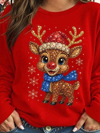 DrmWander Christmas Plus Size Vacation Vibe T-Shirt, Plus Size Casual Streetwear Top, Graphic Long Sleeve T-Shirt, Cute Autumn/Winter Pullover - Image 44