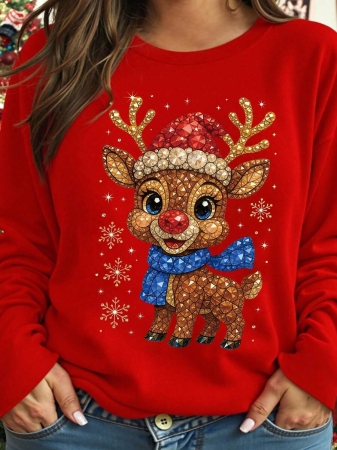 DrmWander Christmas Plus Size Vacation Vibe T-Shirt, Plus Size Casual Streetwear Top, Graphic Long Sleeve T-Shirt, Cute Autumn/Winter Pullover - Image 45