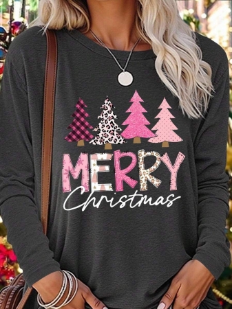 DrmWander Christmas Plus Size Vacation Vibe T-Shirt, Plus Size Casual Streetwear Top, Graphic Long Sleeve T-Shirt, Cute Autumn/Winter Pullover - Image 56