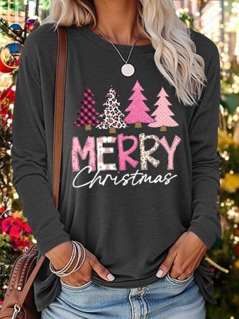 DrmWander Christmas Plus Size Vacation Vibe T-Shirt, Plus Size Casual Streetwear Top, Graphic Long Sleeve T-Shirt, Cute Autumn/Winter Pullover - Image 57