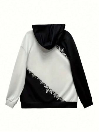 Plus Women's Christmas Snowman Print Casual Hooded Sweatshirt - Image 3
