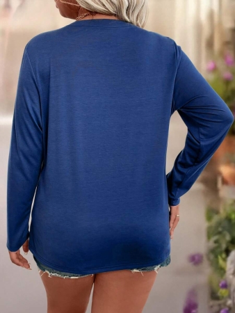 EMERY ROSE Plus Size Women Casual Slogan Print Round Neck Long Sleeve T-Shirt Graphic Tees Women Tops For Spring Outfit - Image 10