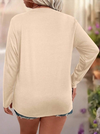 EMERY ROSE Plus Size Women Casual Slogan Print Round Neck Long Sleeve T-Shirt Graphic Tees Women Tops For Spring Outfit - Image 28