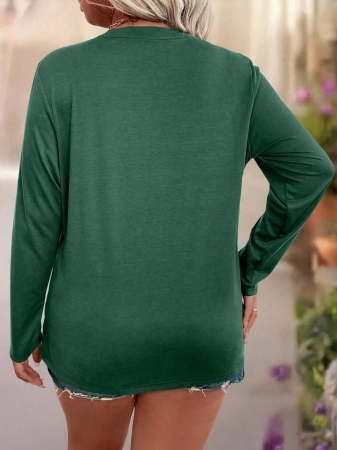 EMERY ROSE Plus Size Women Casual Slogan Print Round Neck Long Sleeve T-Shirt Graphic Tees Women Tops For Spring Outfit - Image 40