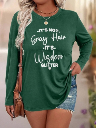 EMERY ROSE Plus Size Women Casual Slogan Print Round Neck Long Sleeve T-Shirt Graphic Tees Women Tops For Spring Outfit - Image 44