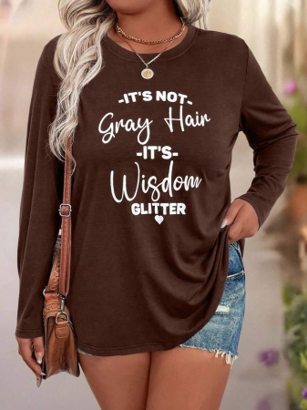 EMERY ROSE Plus Size Women Casual Slogan Print Round Neck Long Sleeve T-Shirt Graphic Tees Women Tops For Spring Outfit - Image 48