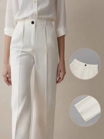 Women's High Waist Pleated Loose Fit Trousers, Suitable For Work And Casual Wear, Spring/Summer - Image 9