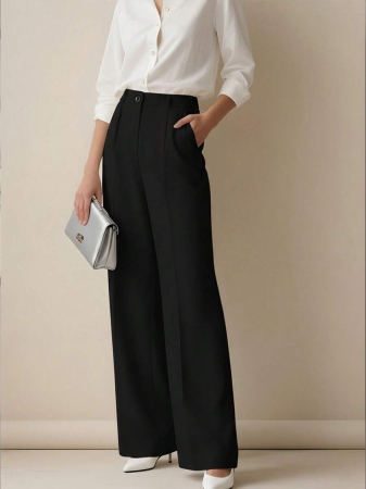 Women's High Waist Pleated Loose Fit Trousers, Suitable For Work And Casual Wear, Spring/Summer - Image 12