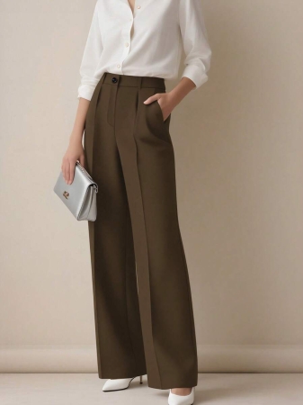 Women's High Waist Pleated Loose Fit Trousers, Suitable For Work And Casual Wear, Spring/Summer - Image 33